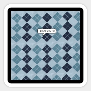 Argyle Print I LOVE YOU Sticker